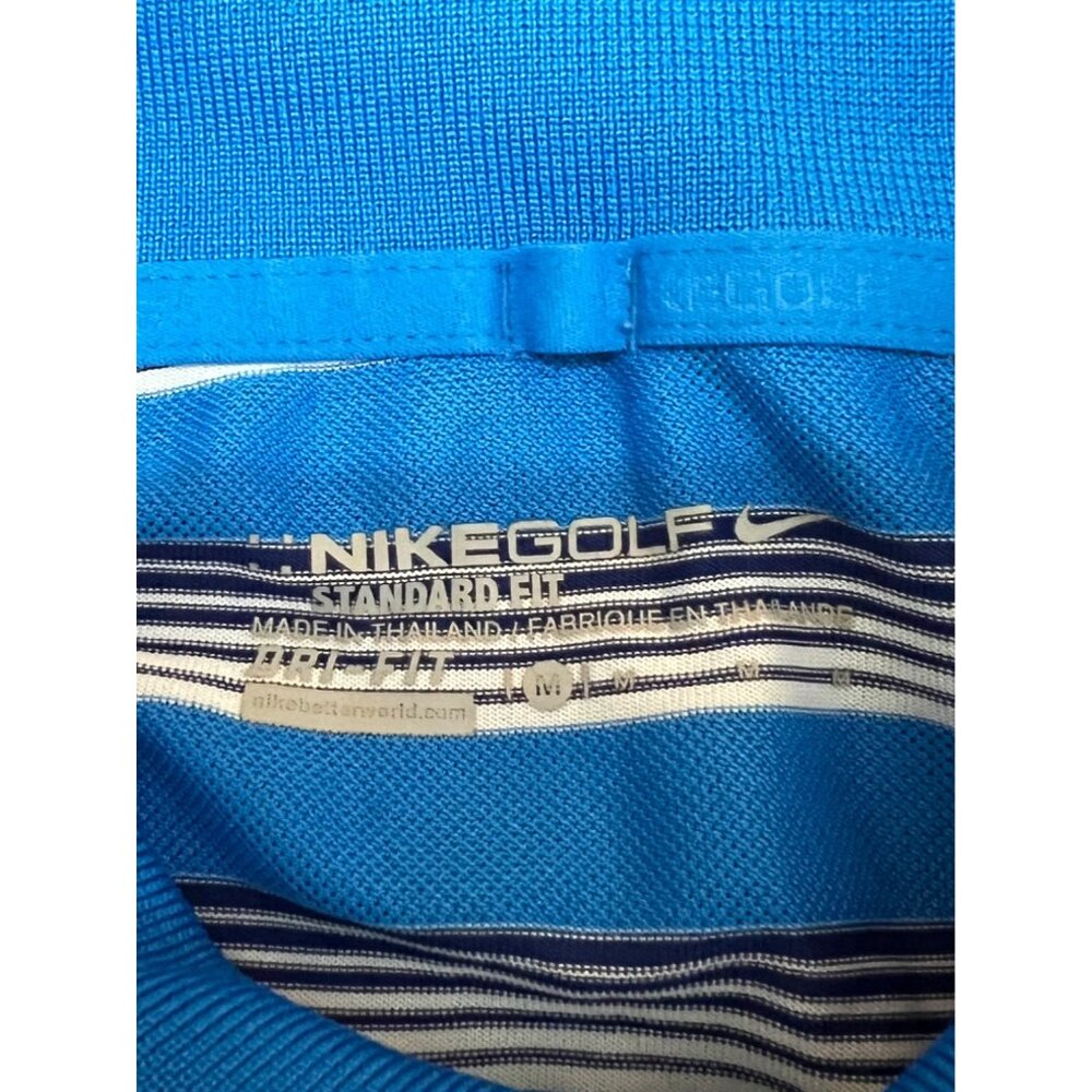 Nike Golf Standard Fit Striped Polo Shirt Blue White Mens Medium Dri-Fit Active - Picture 4 of 9